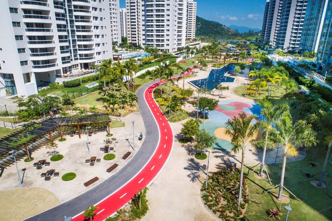 Ciclovia e área de lazer do Parque Ilha Pura